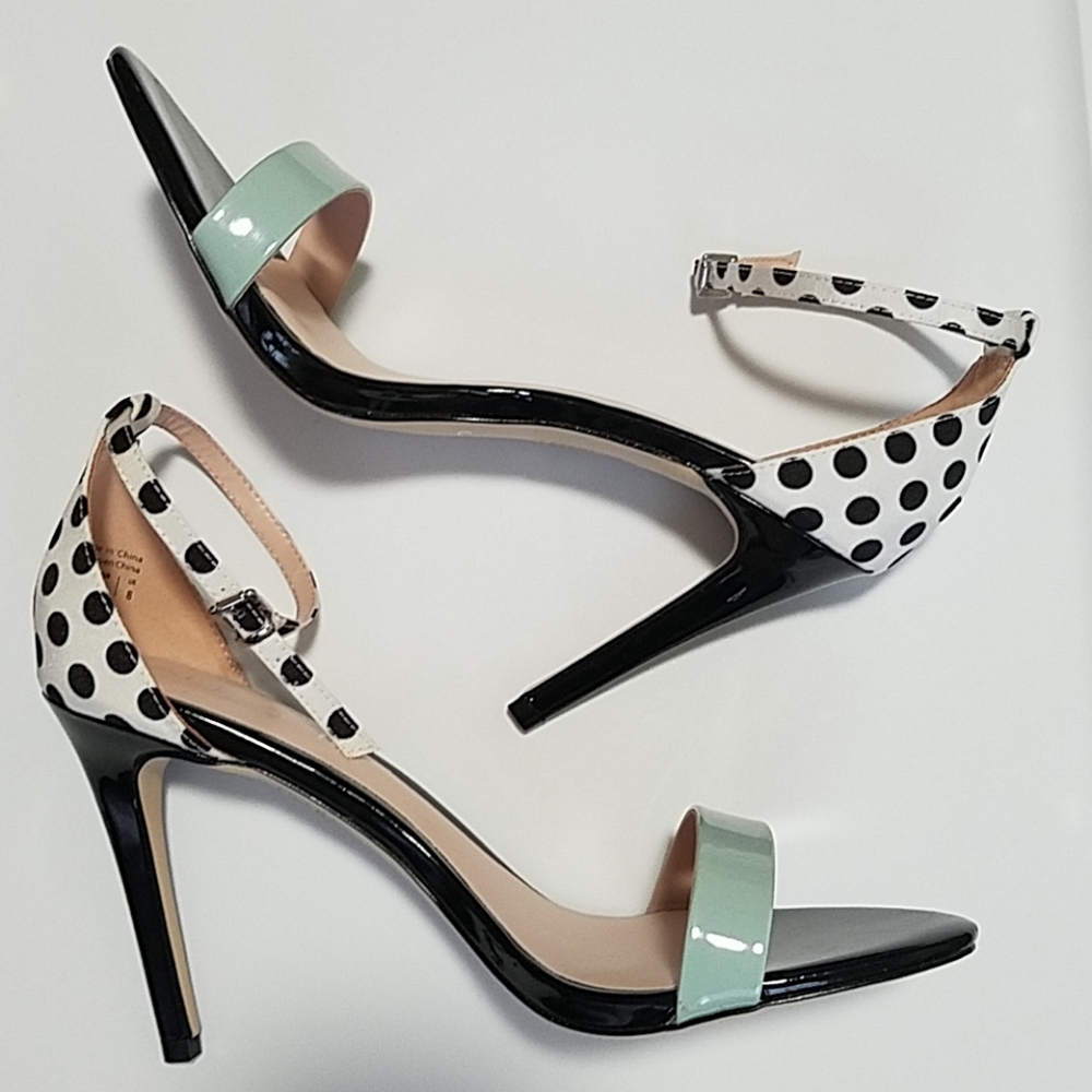 Aldo Aquamarine and Polka dot open toe heels